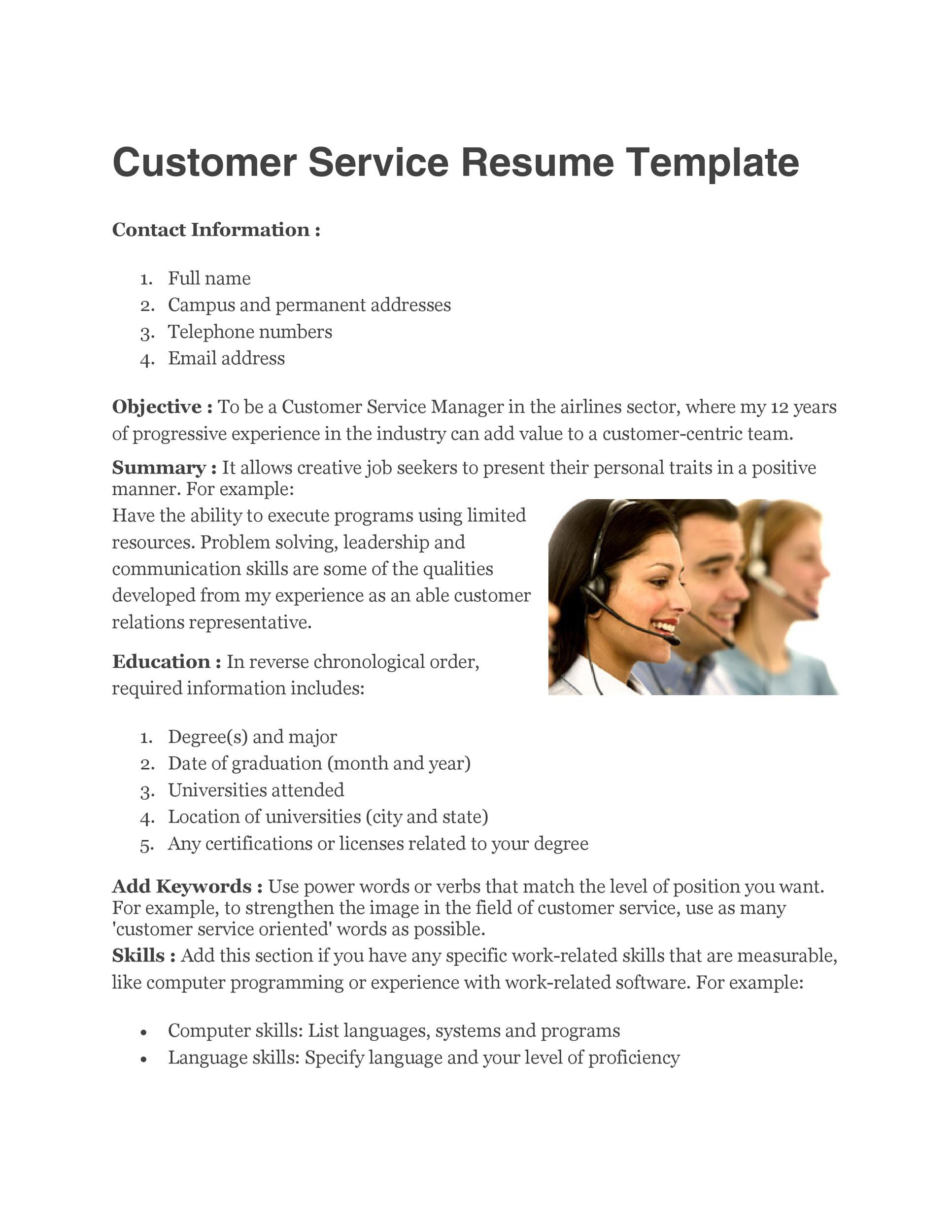 Customer Service Resume Samples Free Word 30lancarrezekiq Customer Service Resume Examples á Templatelab