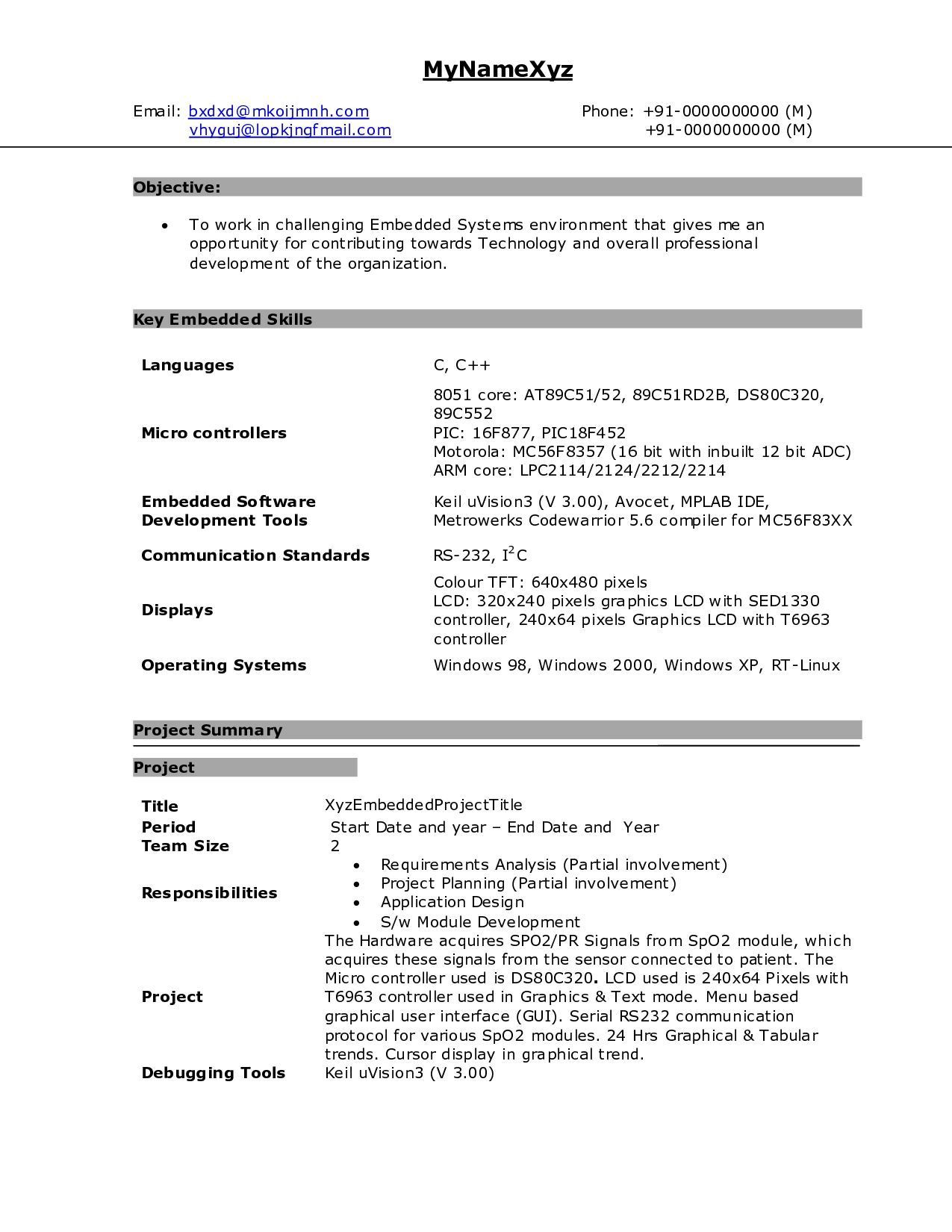 Electronics and Communication Engineering Resume Samples for Freshers Pdf Engineering