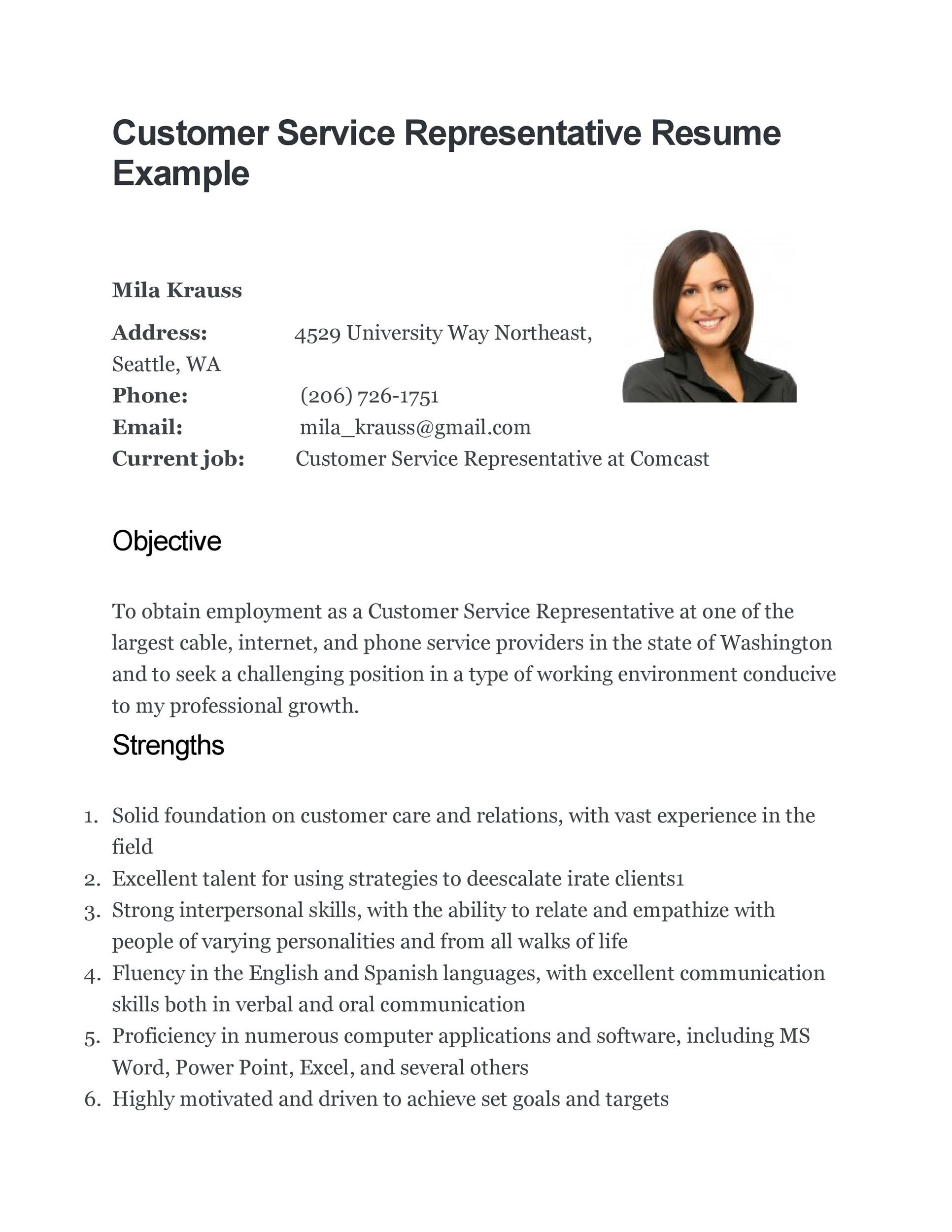 Free Sample Resume for Customer Service Representative 30lancarrezekiq Customer Service Resume Examples á Templatelab