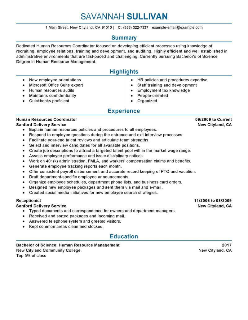 Human Resources Resume Sample Entry Level 20 Best Human Resources Resume Ideas Human Resources Resume …