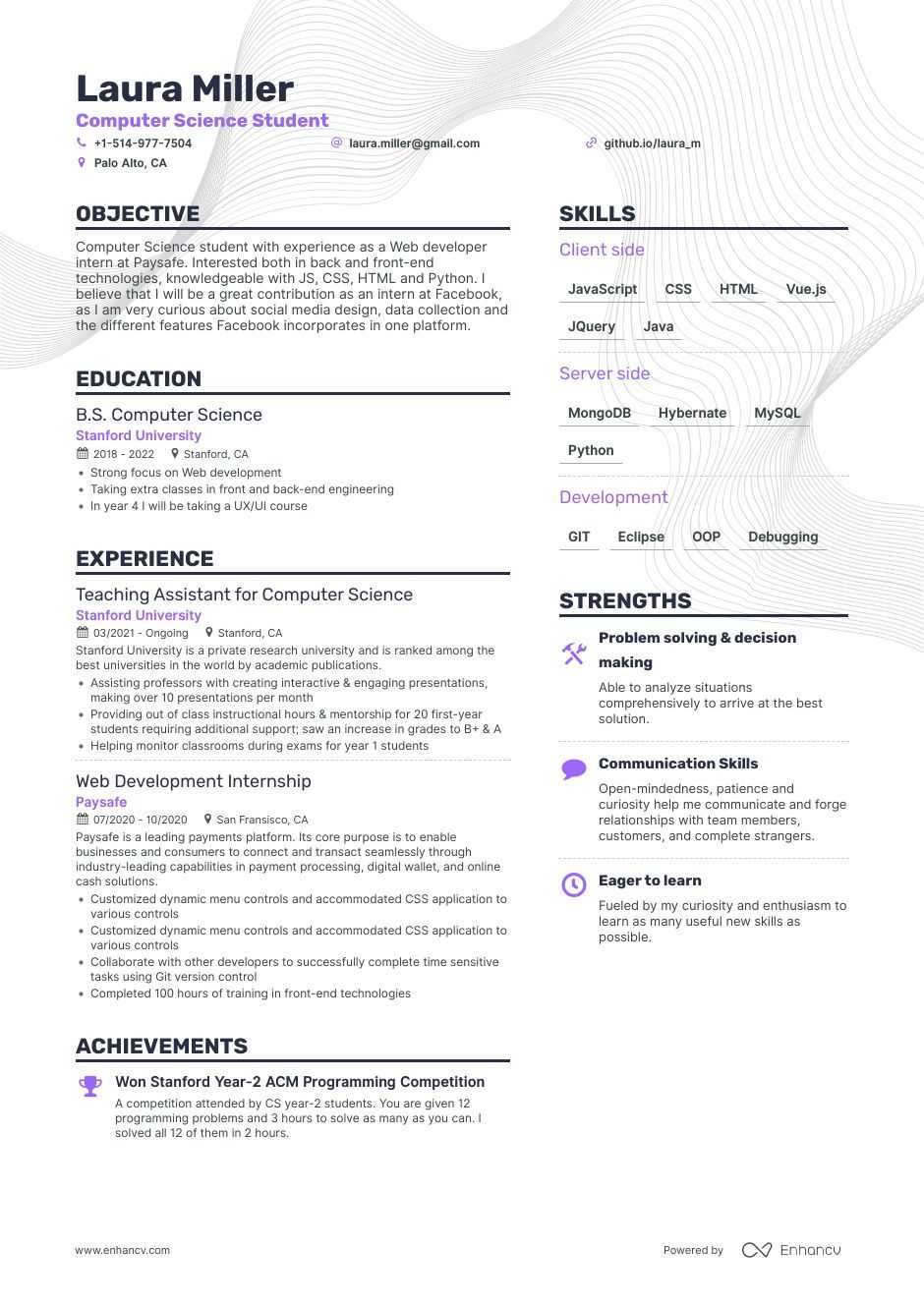 Resume Samples for Btech Cse Students Computer Science Resume Examples & Guide for 2021