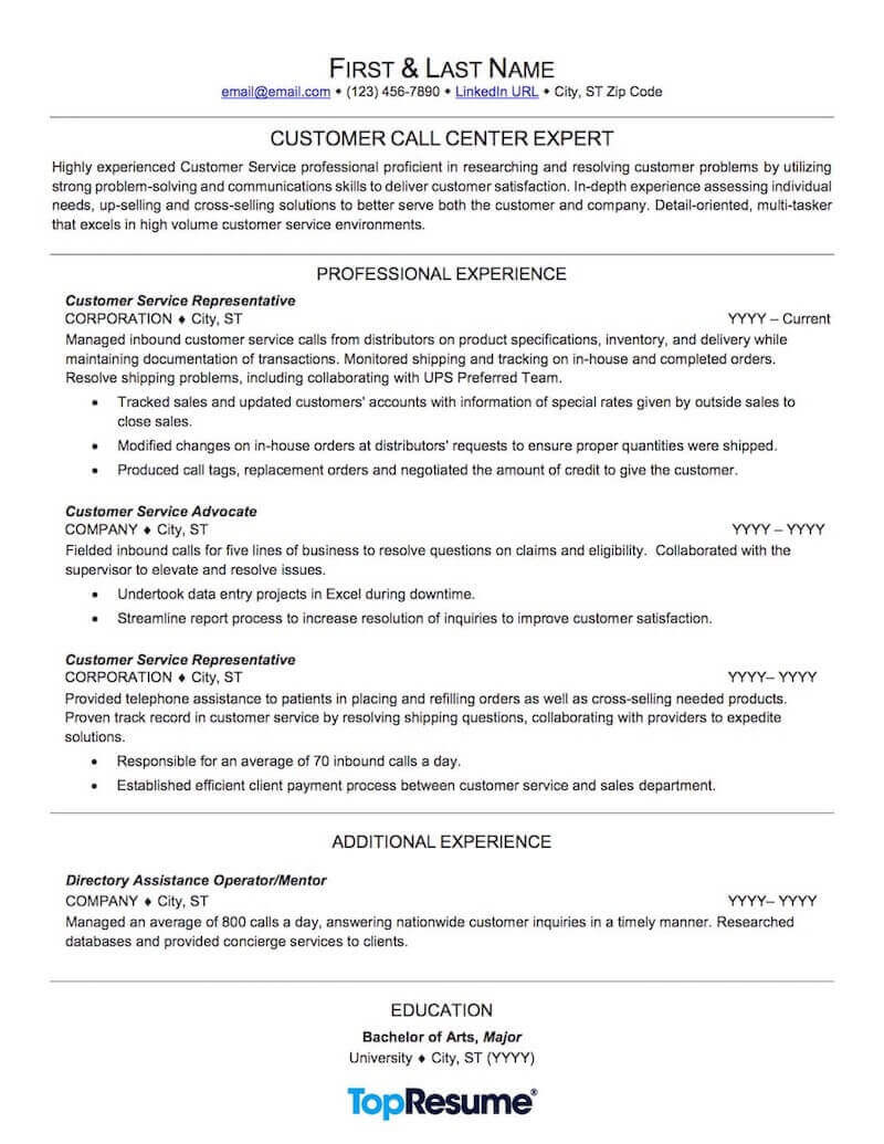 Resume Samples for Call Center Job Call Center Resume Sample Professional Resume Examples topresume