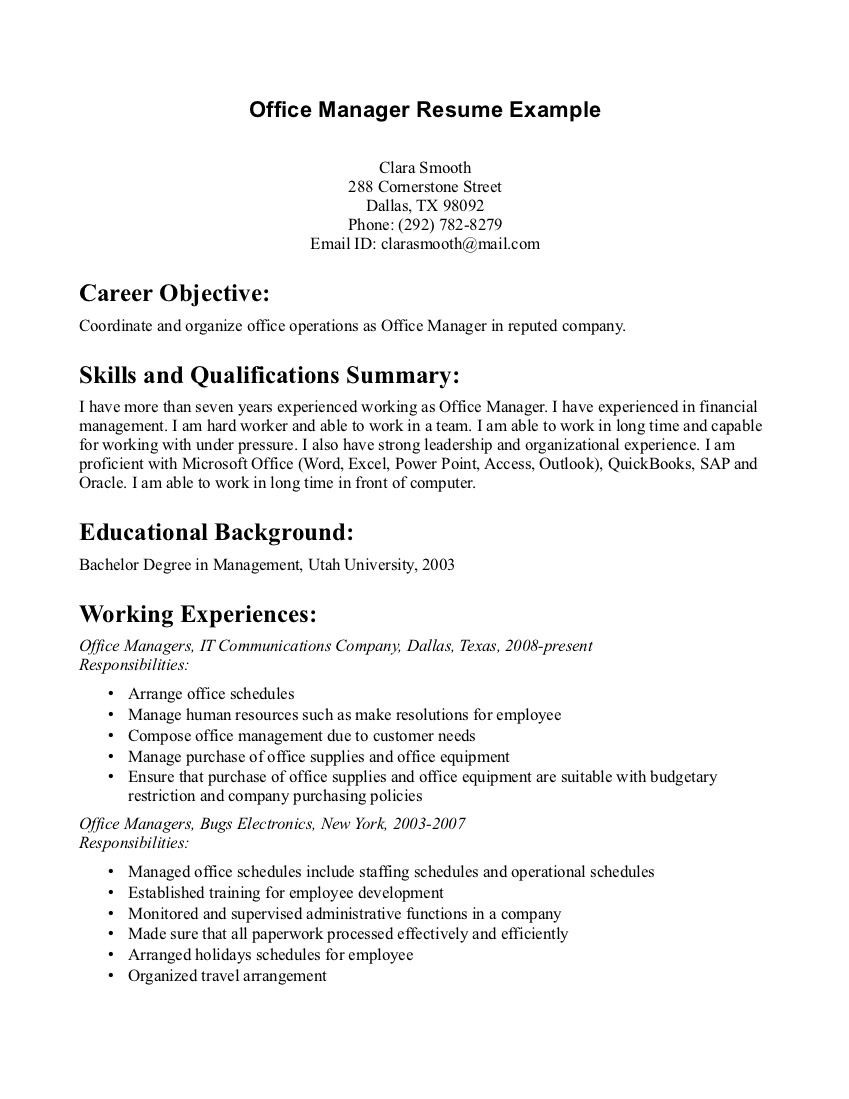 Resume Samples for Front Office Position Resume Objective Samples Manager Examples Clinic Sample Esl …