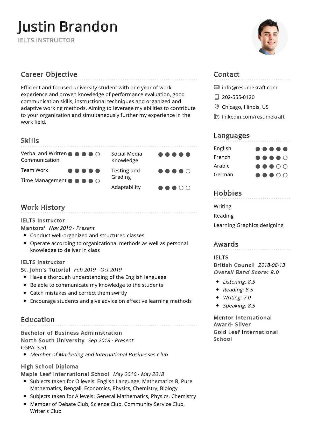 Resume Samples for International Students In Canada Ielts Instructor Resume Sample 2021 Writing Tips – Resumekraft