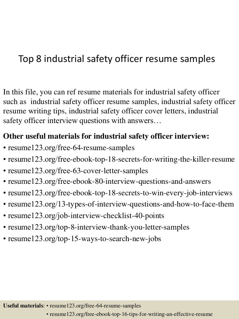 Safety Officer Sample Resume Download Pdf top 8 Industrial Safety Officer Resume Samples