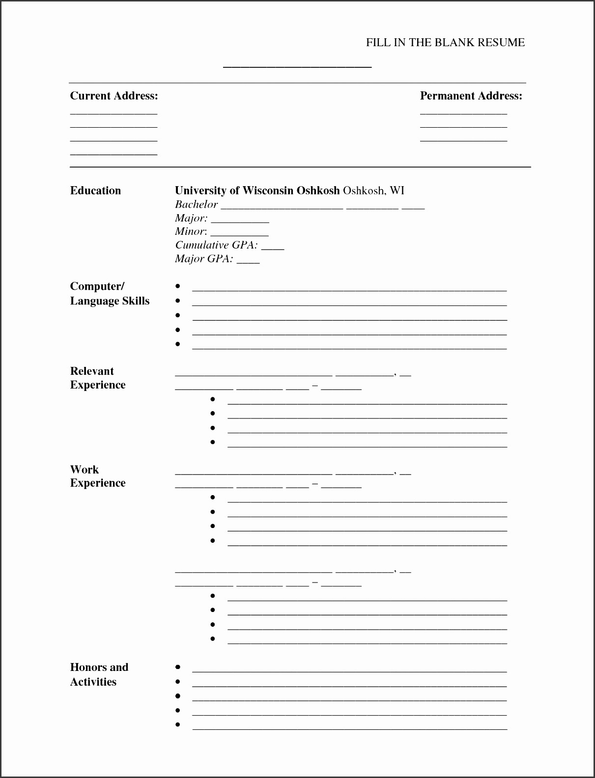 Sample Blank Resume forms to Print Free Printable Sample Resume Templates – Good Resume Examples