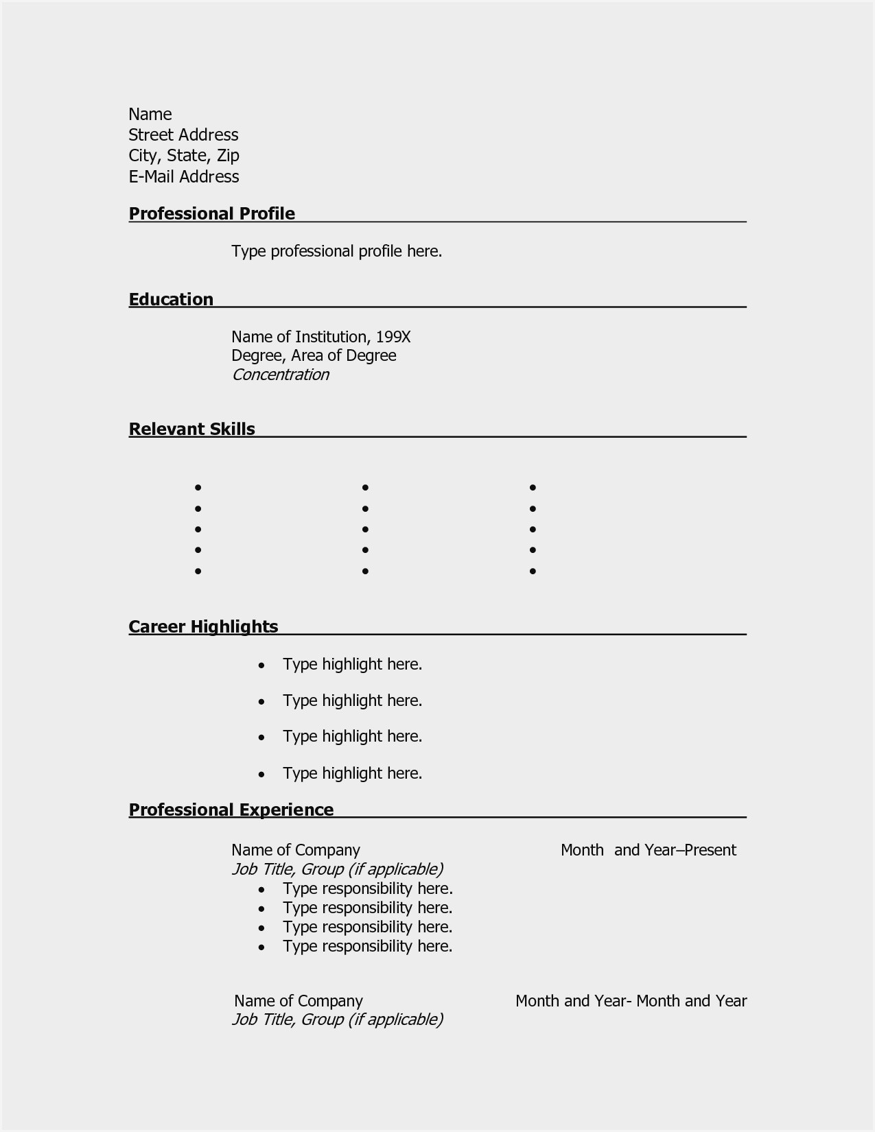 Sample Blank Resume forms to Print Sample Blank Resume forms to Print – Resume : Resume Sample #510