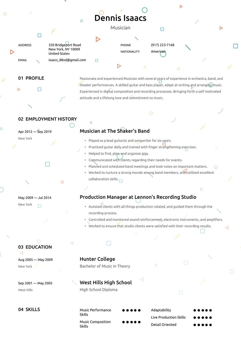 Sample Music Resume for College Application Musician Resume Examples & Writing Tips 2021 (free Guide) Â· Resume.io