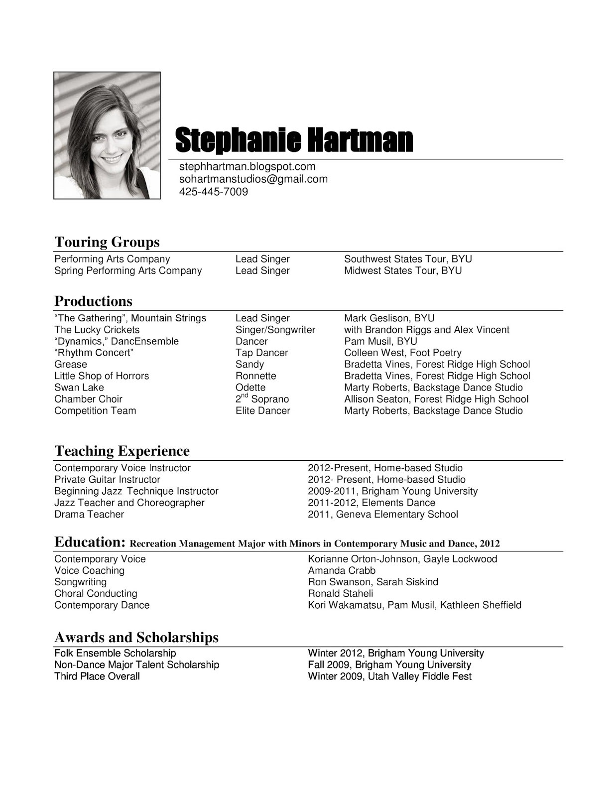 Sample Music Resume for College Application Musician Resume Samples Downloads 10 – Learnnc.web.fc2.com