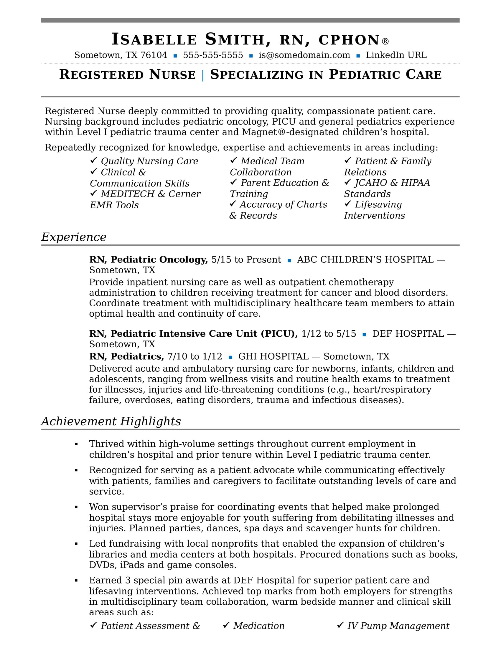 Sample Of A Good Resume for Nurses Nurse Resume Sample Monster.com