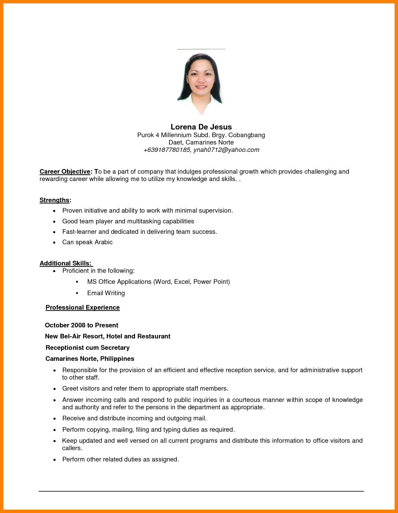 Sample Of A Good Resume Objective Objectives In Resume Sample – Derel