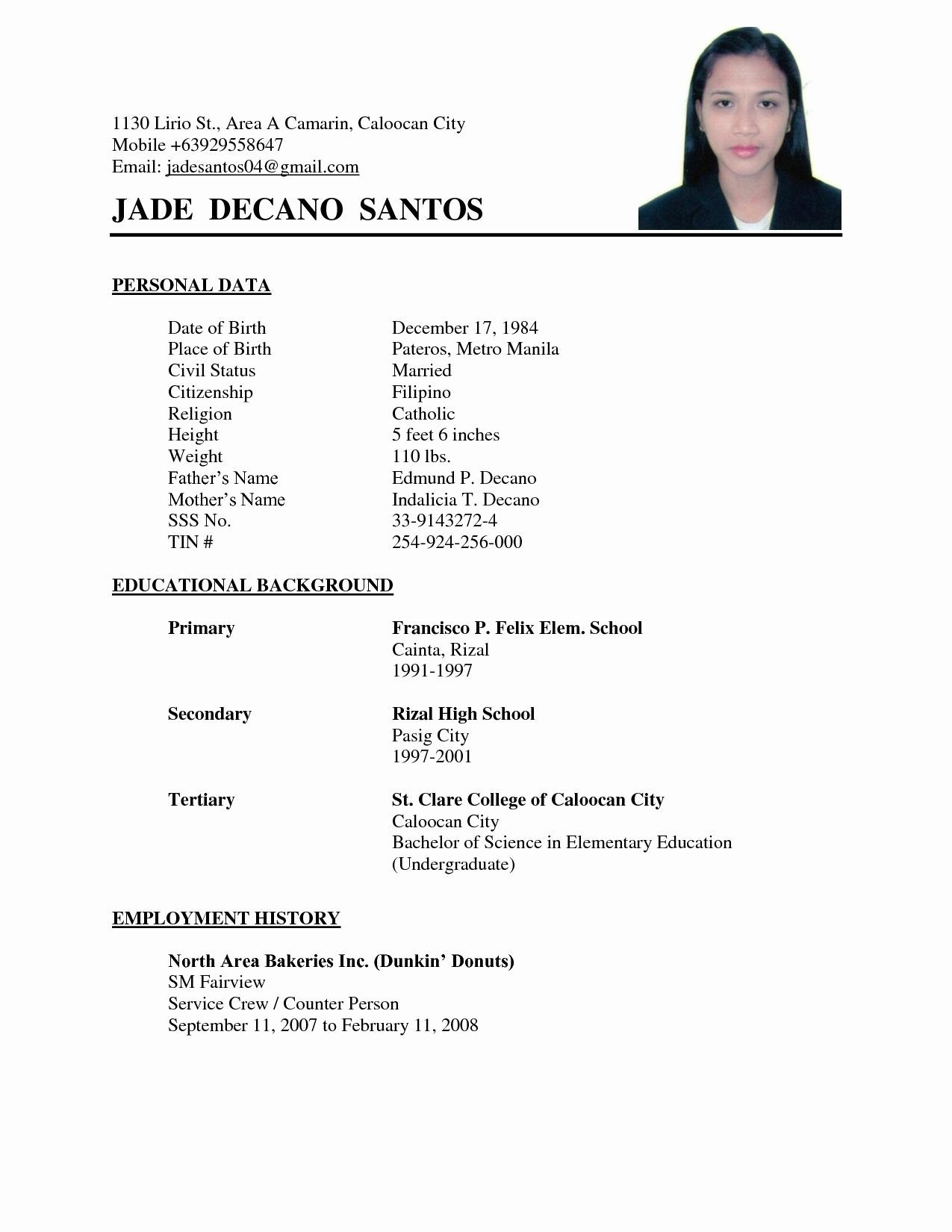 Sample Of Simple Resume In Philippines Resume format Sample , #format #resume #resumeformat #sample …