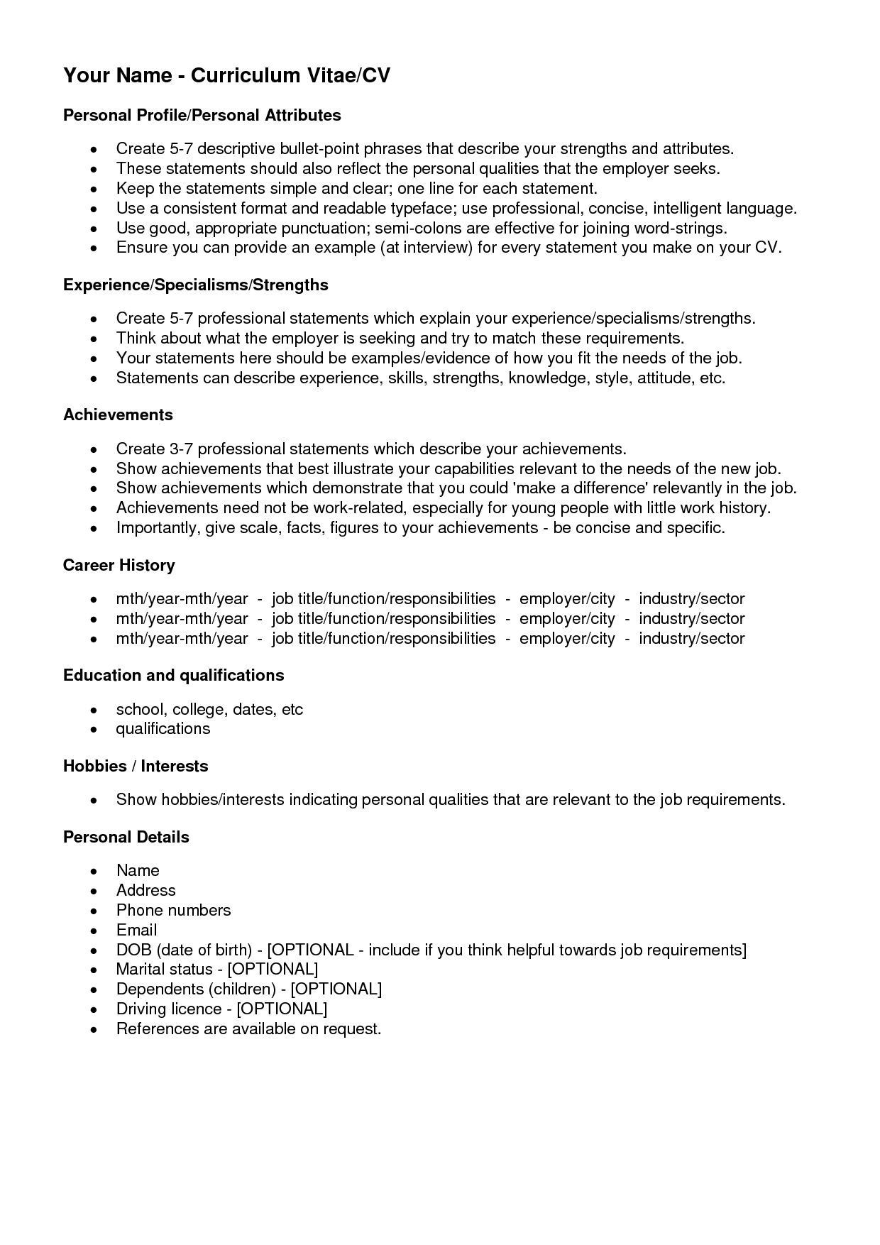 Sample Of Special Skills and Interest In Resume Resume Examples Hobbies