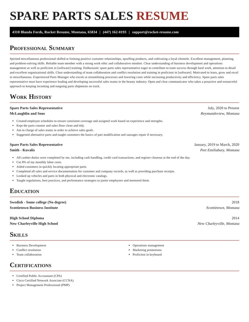 Sample Resume for Auto Parts Manager Spare Parts Sales Representative Resume Generator & Suggestions Sample Resume for Auto Parts Manager Spare Parts Sales Representative Resume Generator & Suggestions