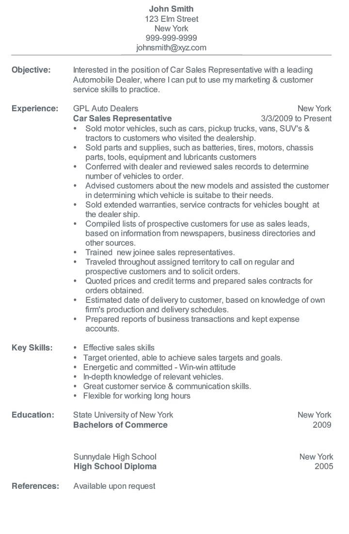 Sample Resume for Automobile Sales Executive Car Sales Cv Resume – Car Sales Cv Example