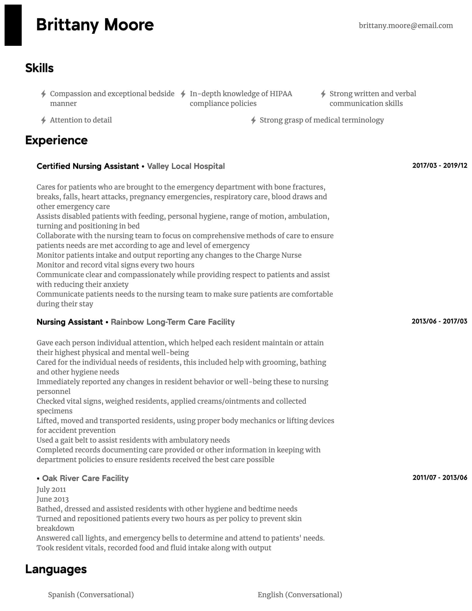 Sample Resume for Cna with Previous Experience Nursing assistant Resume Samples All Experience Levels Resume …