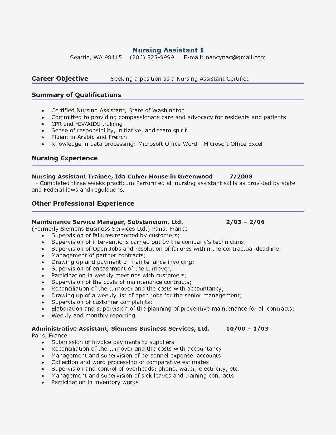 Sample Resume for Cna with Previous Experience Resume Free Cover Letter for Resume, Resume Skills, Teacher …