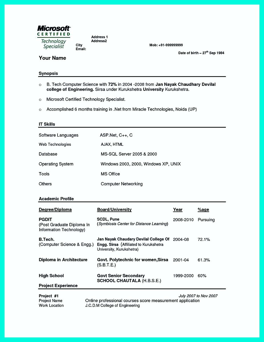 Sample Resume for Computer Science Engineering Students Resume Samples for Computer Science Graduates – Good Resume Examples
