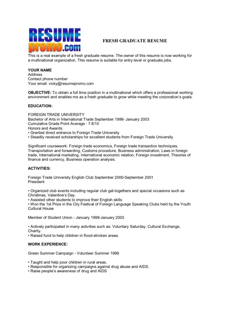 Sample Resume for Fresh Graduate Engineering Pdf Fresh Graduate Resume Pdf English as A Second or foreign …