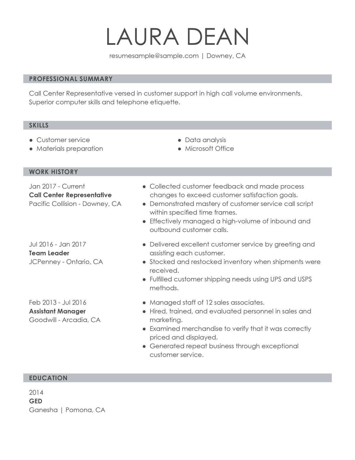 Sample Resume for Inbound Customer Service Representative Customer Services Resume Customer Service Resume, Resume Skills …
