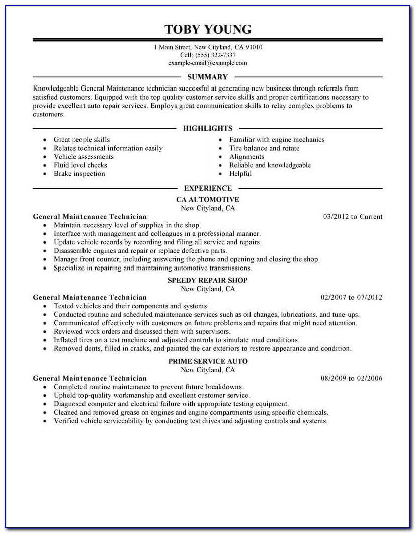 Sample Resume for Industrial Maintenance Technician Industrial Maintenance Mechanic Resume Samples – Good Resume Examples