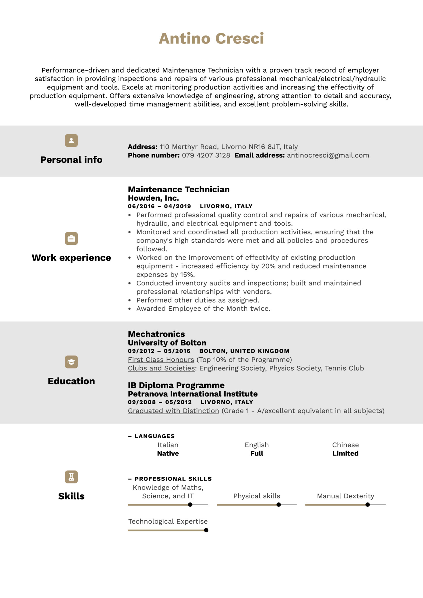 Sample Resume for Industrial Maintenance Technician Sample Resume Maintenance Mechanic – Good Resume Examples