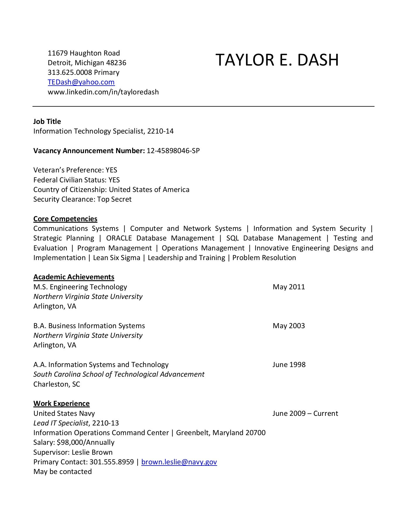 Sample Resume for Information Technology Specialist Resume Of An Information Technology Specialist – Flipbook by …