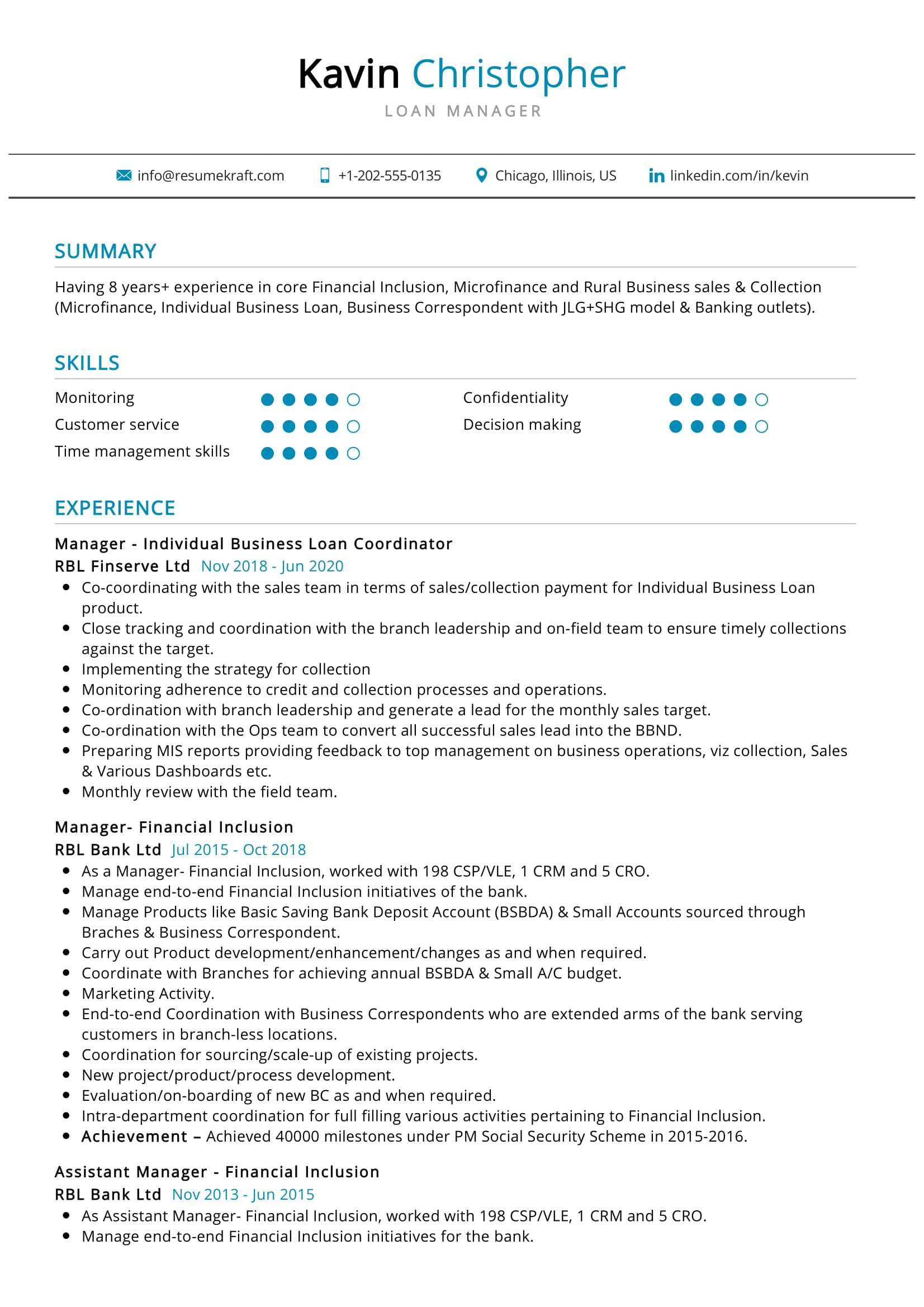 Sample Resume for Insurance Branch Manager Loan Manager Resume Sample 2021 Writing Tips – Resumekraft