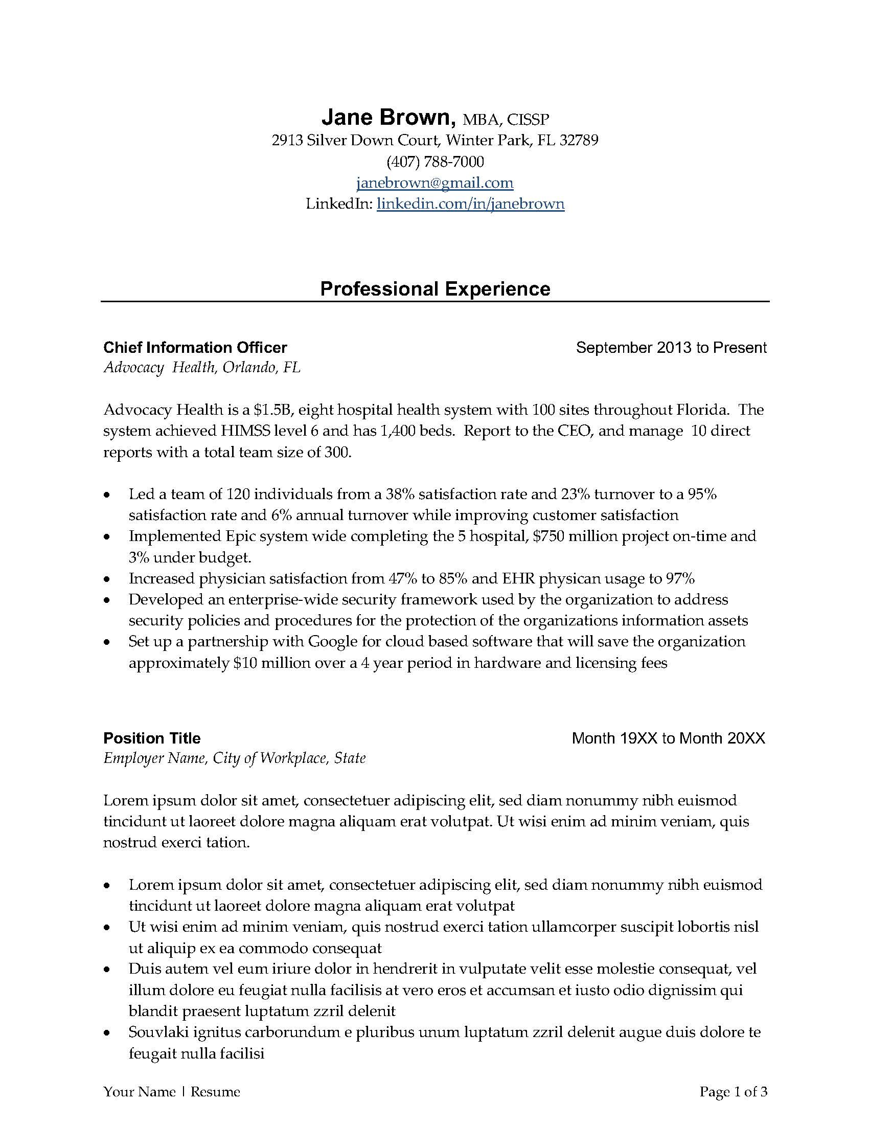 Sample Resume for It Director Position Best Executive Resume Templates for 2021 [free Word Downloads]