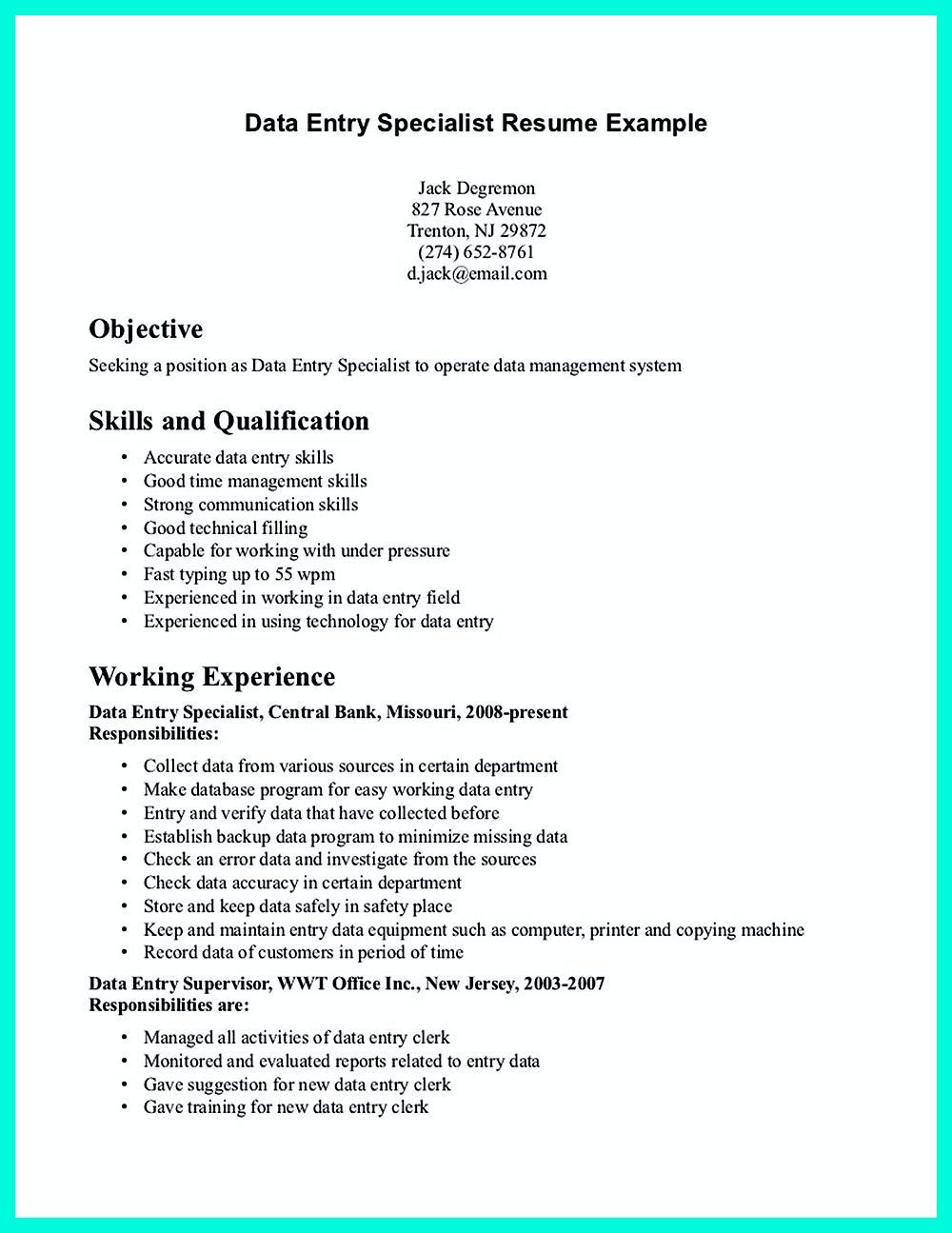 Sample Resume for Online Typing Job Data Entry Job Cv format October 2021