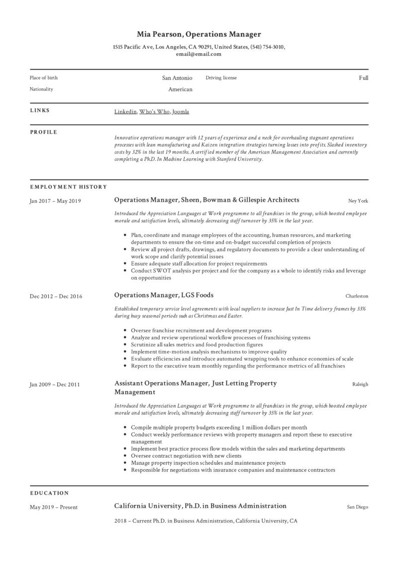 Sample Resume for Operations Manager In Banking It Operations Manager Resume Sample Pdf September 2021