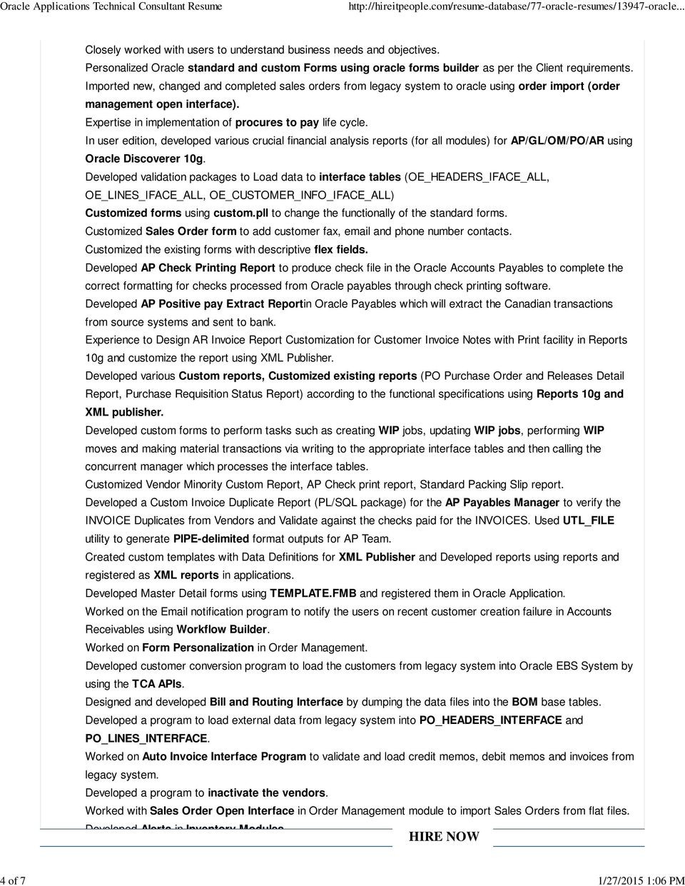 Sample Resume for oracle Apps Technical Consultant oracle Applications Technical Consultant Resume – Pdf Free Download