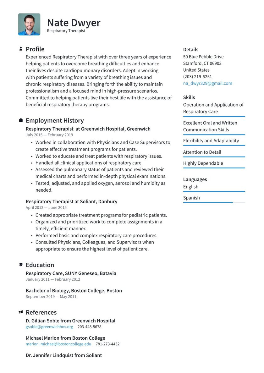 Sample Resume for Respiratory therapist Student Respiratory therapist Resume Examples & Writing Tips 2021 (free Guide)