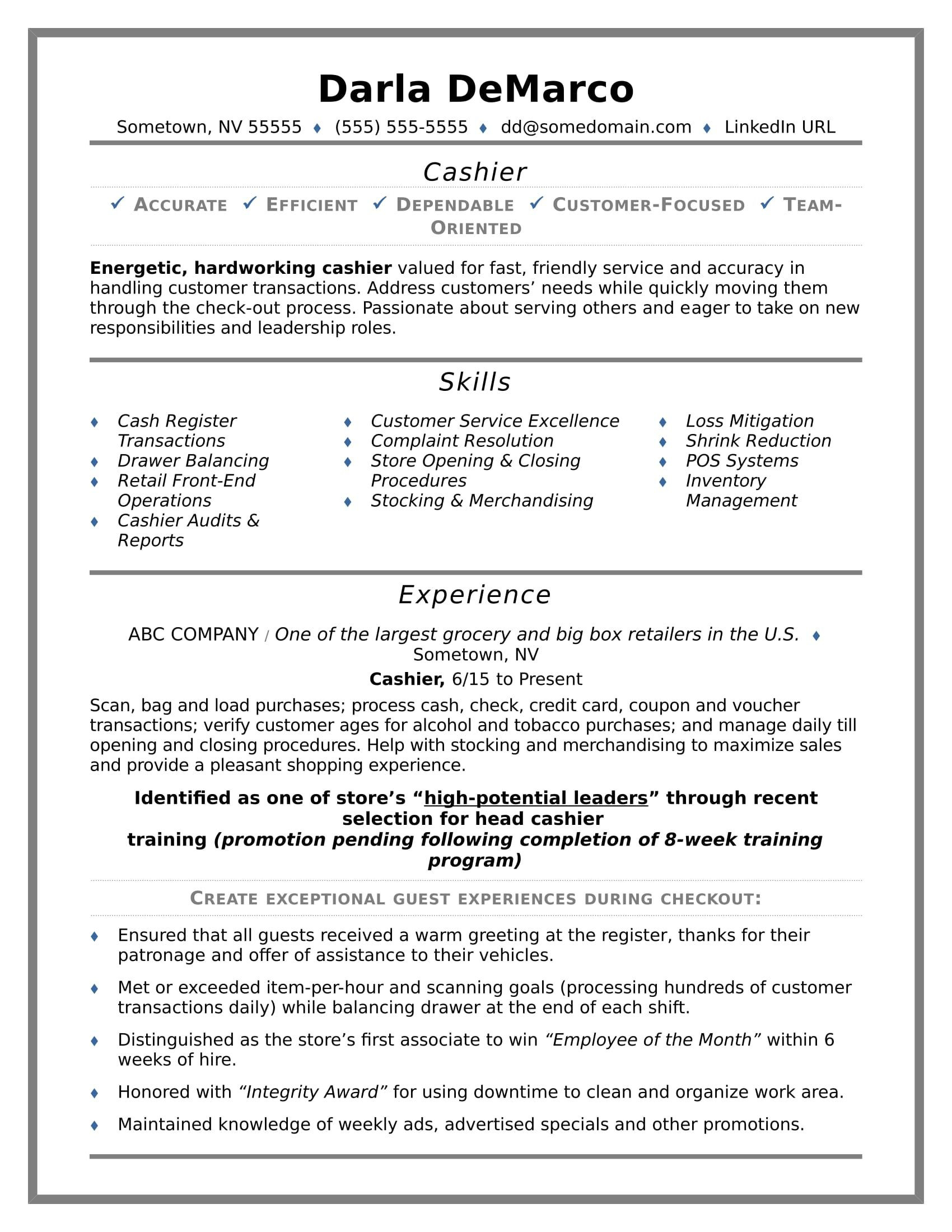 Sample Resume for Restaurant Cashier Position Cashier Resume Sample Job Resume Examples, Resume Examples, Job …