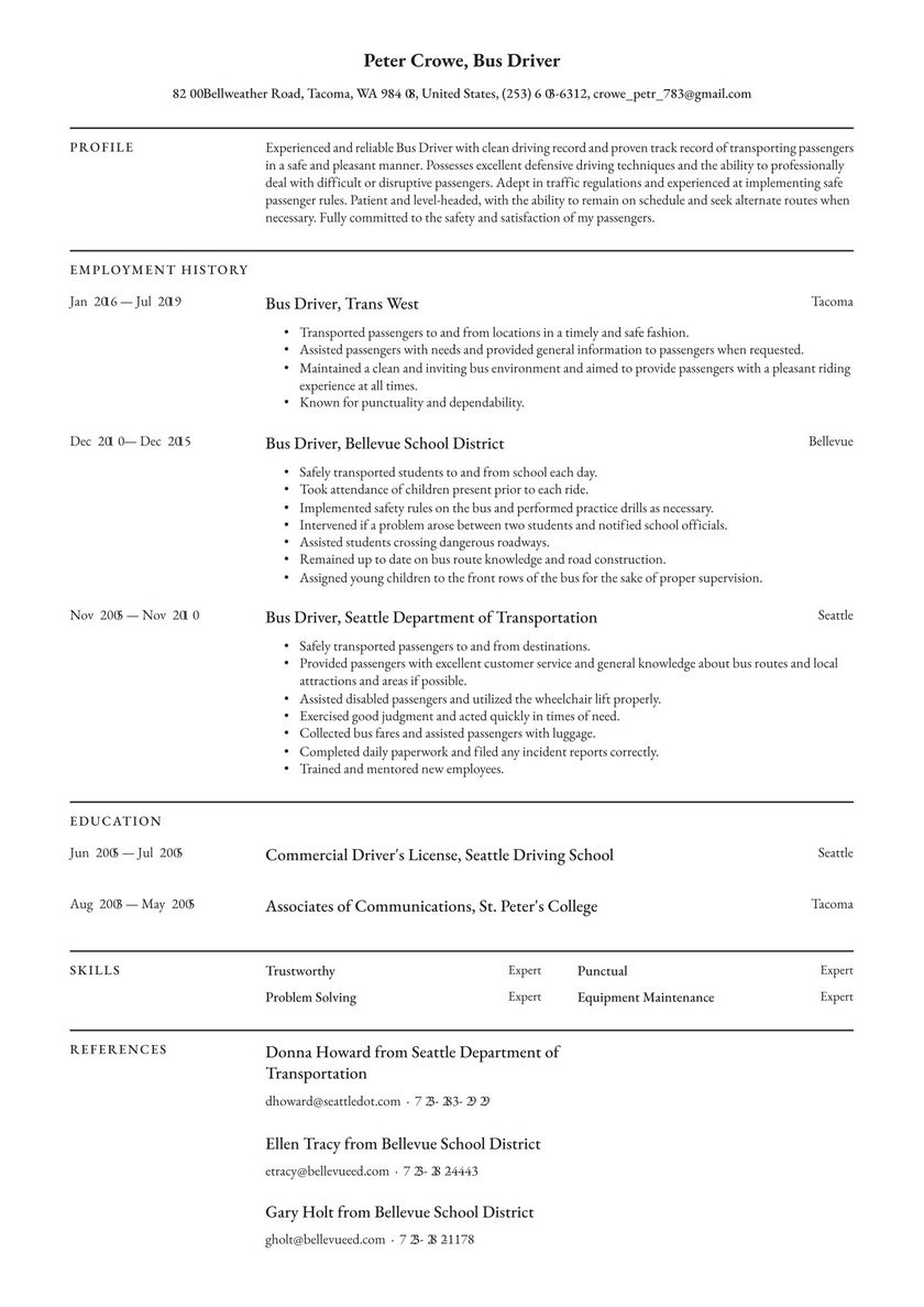 Sample Resume for School Bus Driver Position Bus Driver Resume Examples & Writing Tips 2021 (free Guide)