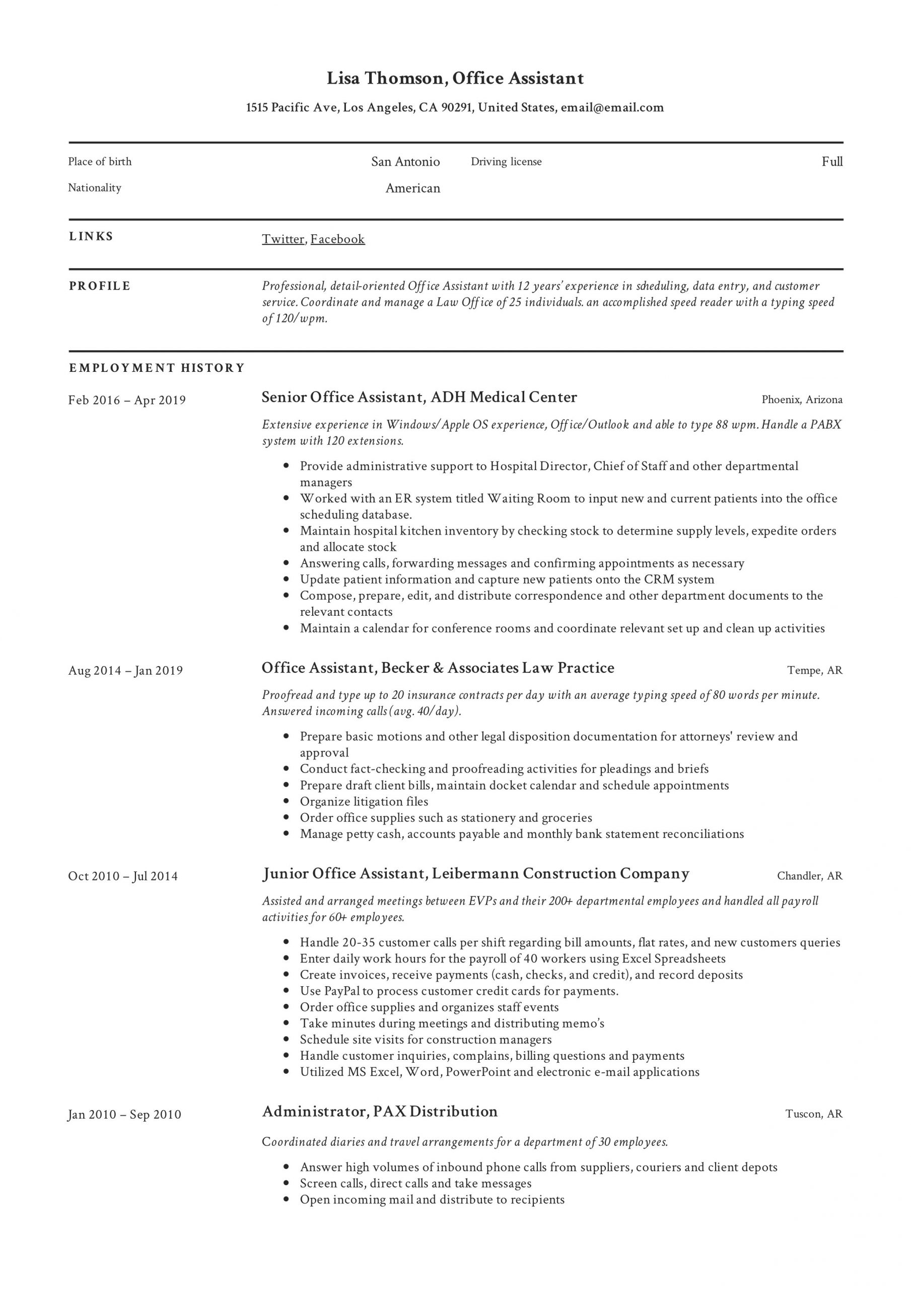 Sample Resume for School Office assistant Office assistant Resume   Writing Guide 12 Resume Templates 2020