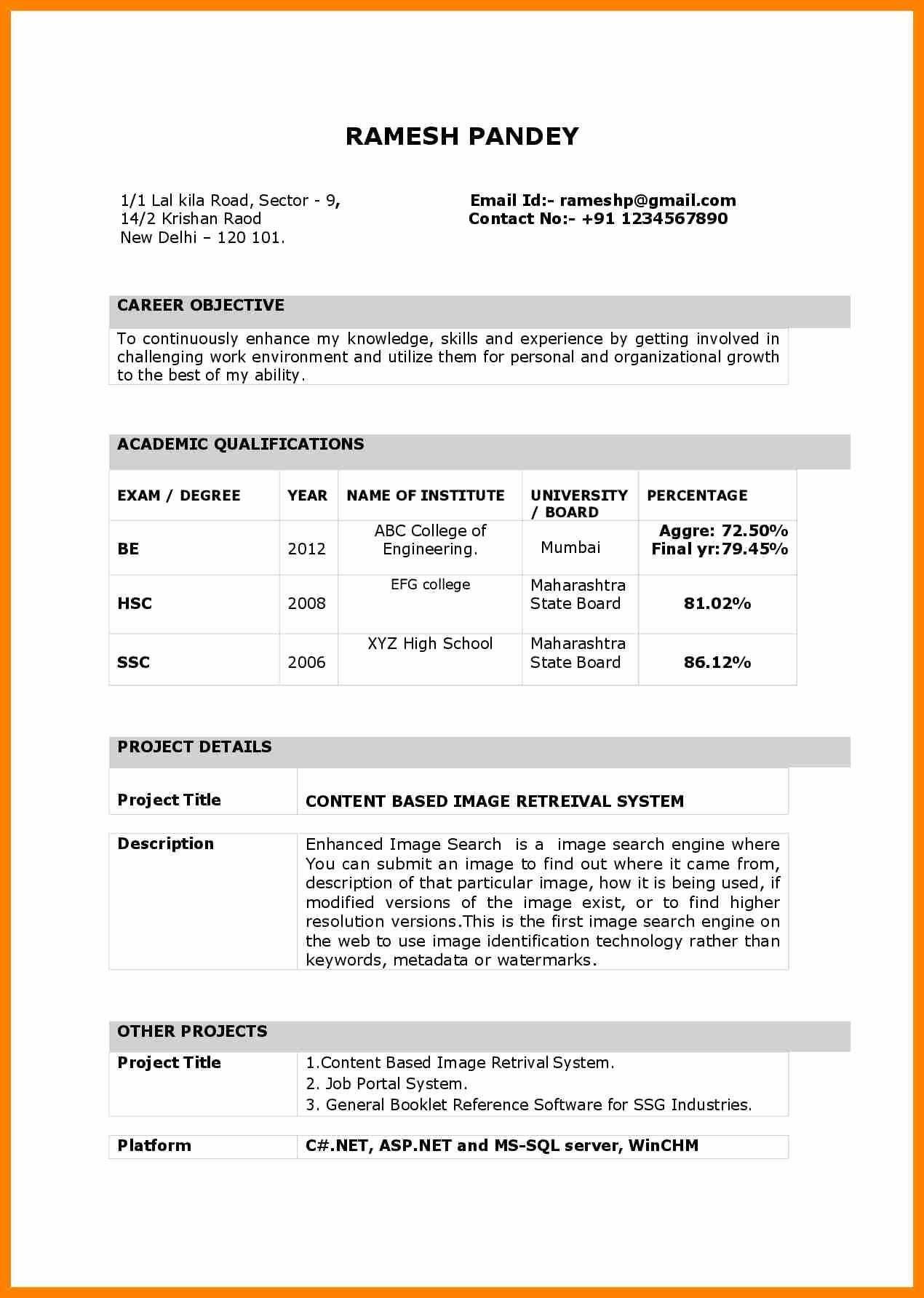 Sample Resume for School Teacher India Resume format India – Resume format Resume format In Word …