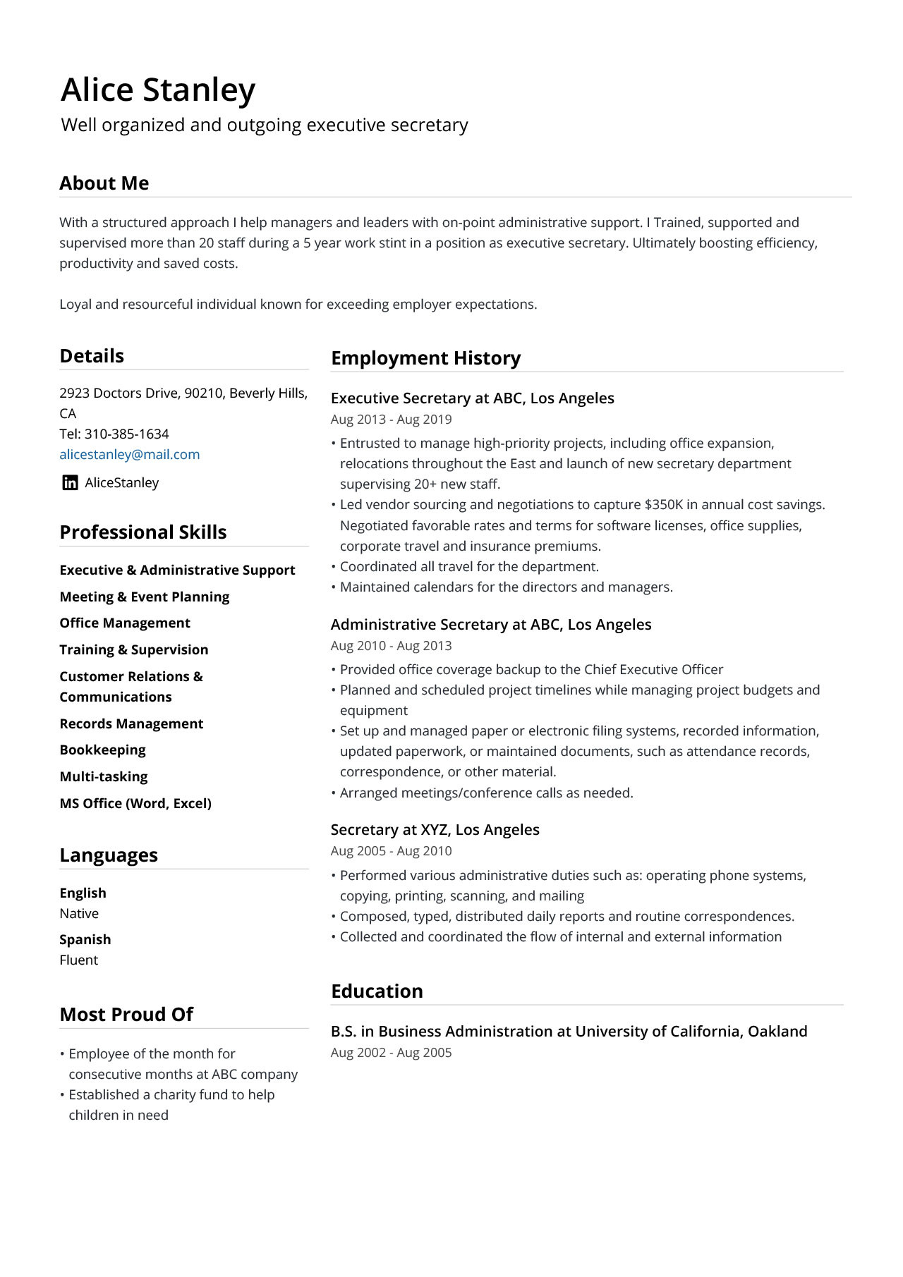 Sample Resume for Secretary Of the Company Secretary Resume Example & Guide [2021] – Jofibo