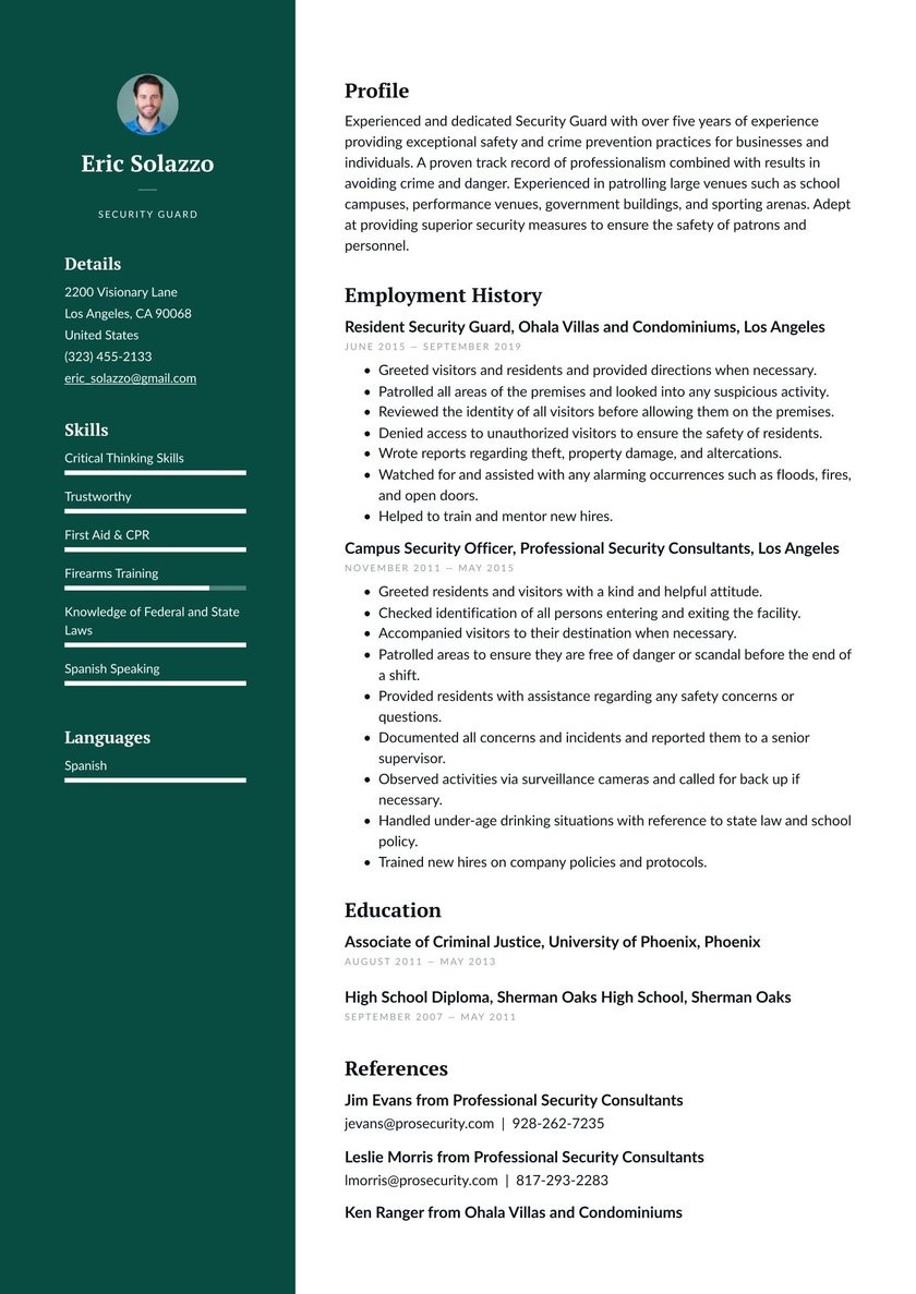 Sample Resume for Security Officer In India Security Guard Resume Examples & Writing Tips 2021 (free Guide)