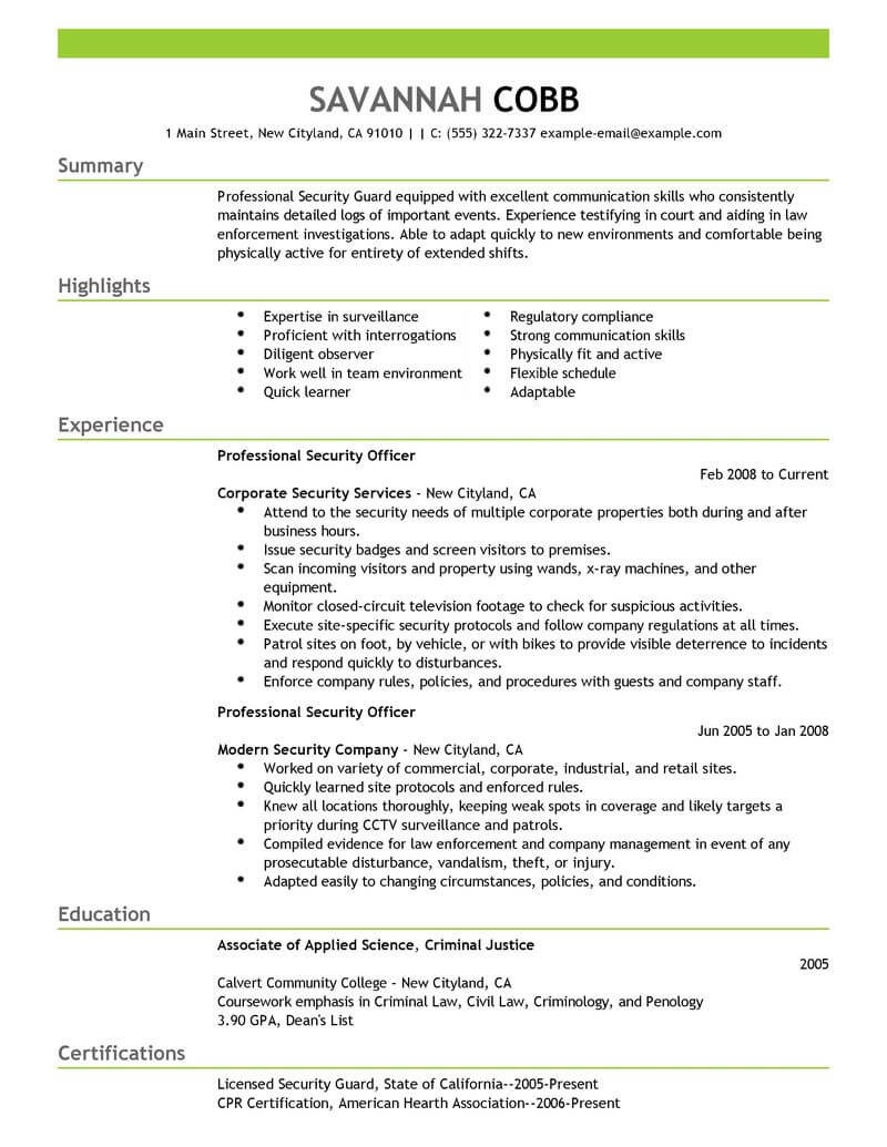 Sample Resume for Security Officer In India Security Manager Cv Example October 2021