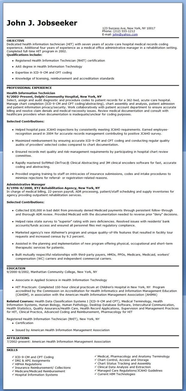 Sample Resume Health Information Management Director Health Information Management Resume Examples – Berel