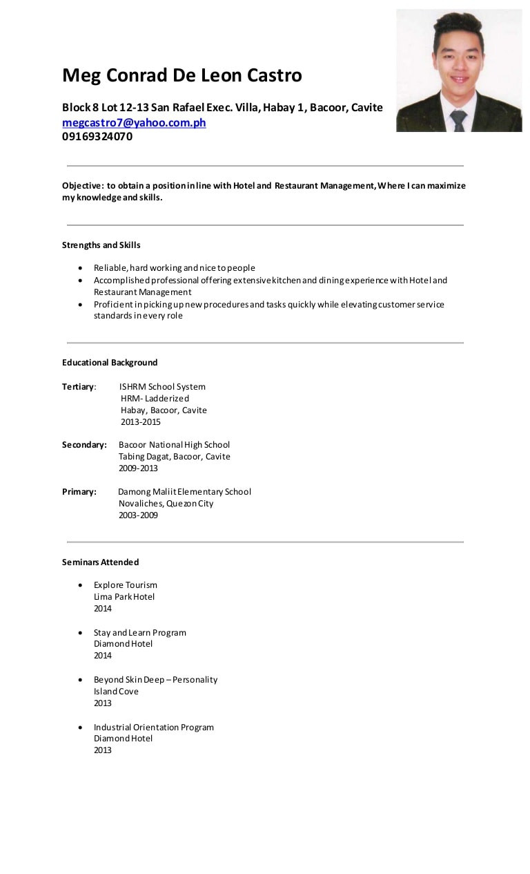 Sample Resume Objective for Ojt tourism Students Sample Resume Objectives for Hrm Ojt