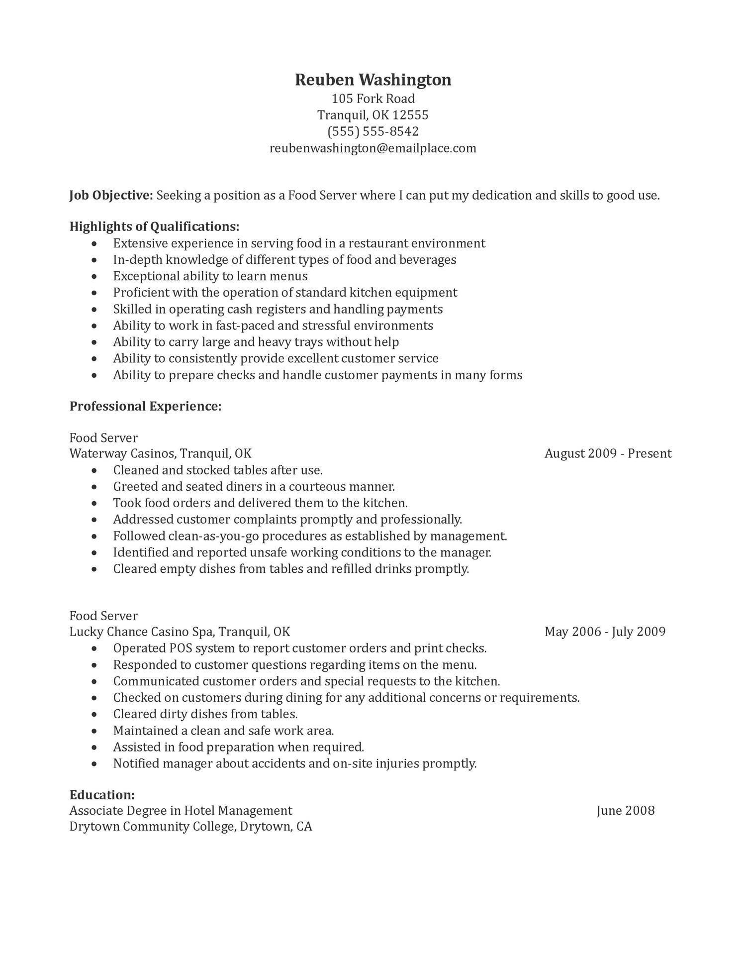 Sample Resume Objectives for Food Service Retail assistant Manager Resume for Food Service Restaurant … Sample Resume Objectives for Food Service Retail assistant Manager Resume for Food Service Restaurant …