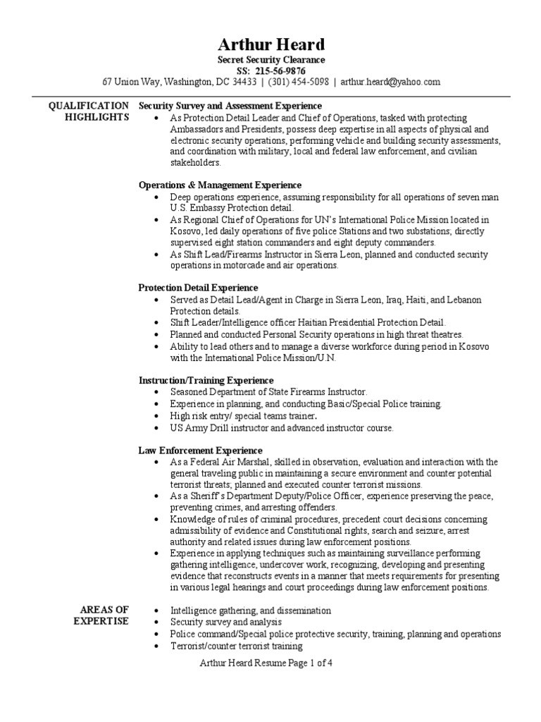 Sample Resume Objectives for Law Enforcement Armed Security Resume Objective October 2021