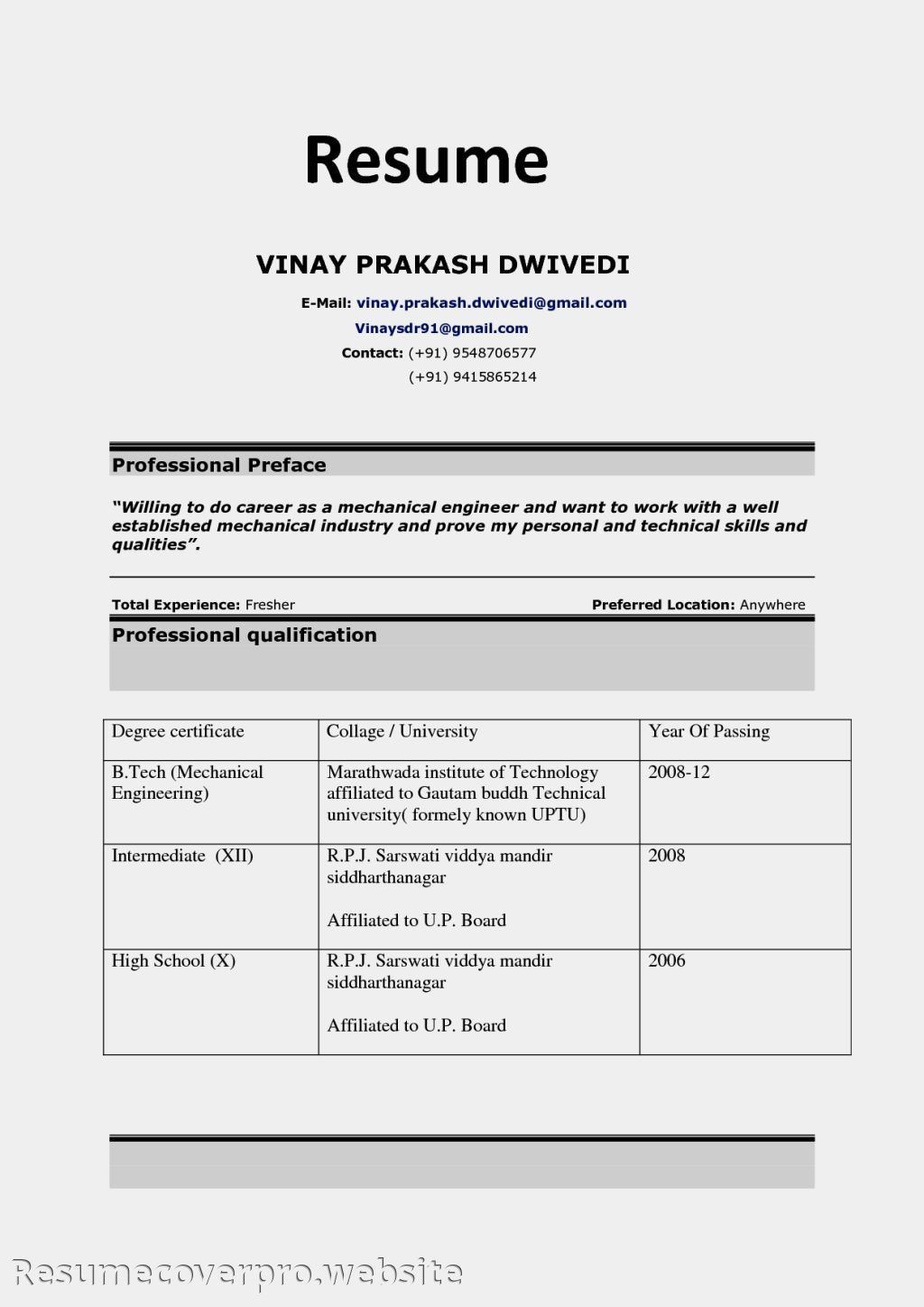 Civil Engineering Sample Resume for Freshers Civil Engineering