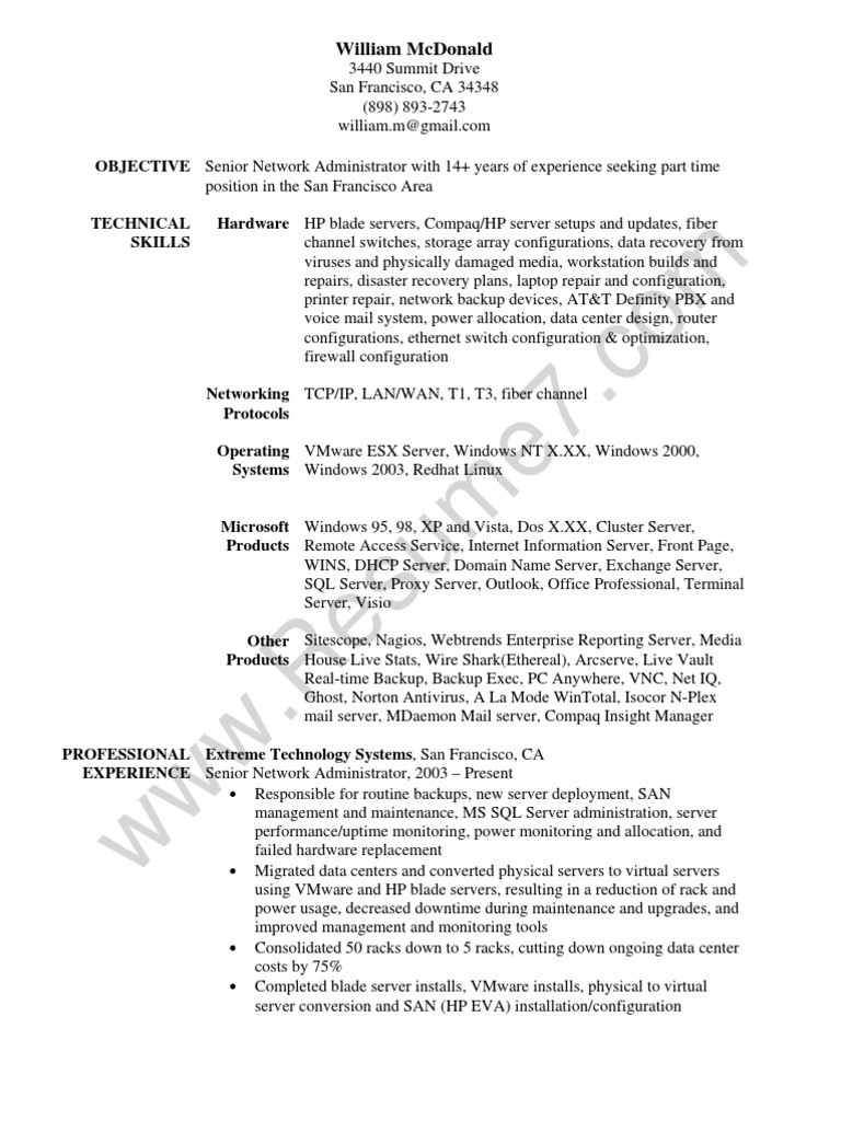 Data Center Operations Engineer Sample Resume Data Center Network Engineer Resume September 2021