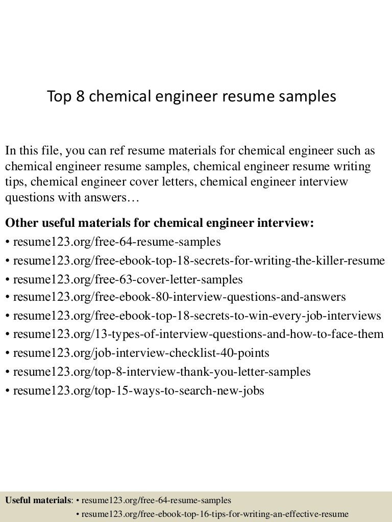 Entry Level Chemical Engineering Resume Sample top 8 Chemical Engineer Resume Samples
