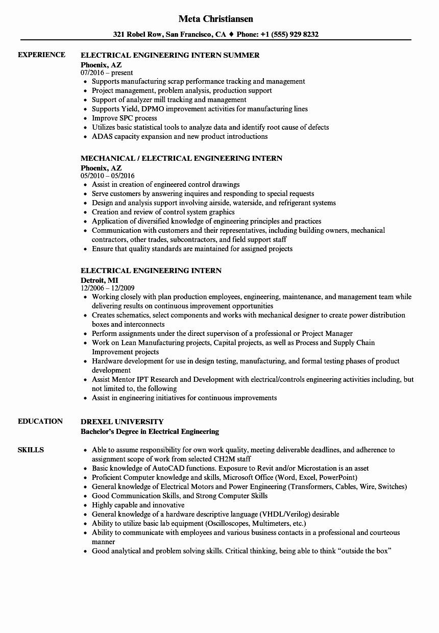 Entry Level Electrical Engineering Resume Sample Pin by Deepali Tiwari On Resume Engineering Resume, Internship …