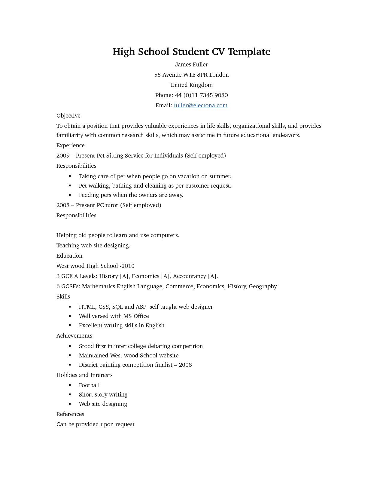 Free Resume Samples for Highschool Students Resume-examples.me -&nbspthis Website is for Sale! -&nbspresume …
