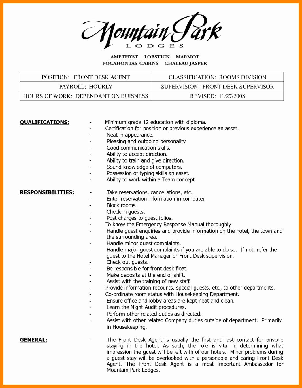 Front Office Duty Manager Resume Sample Front Desk Manager Resume Inspirational 8 Front Office Supervisor …